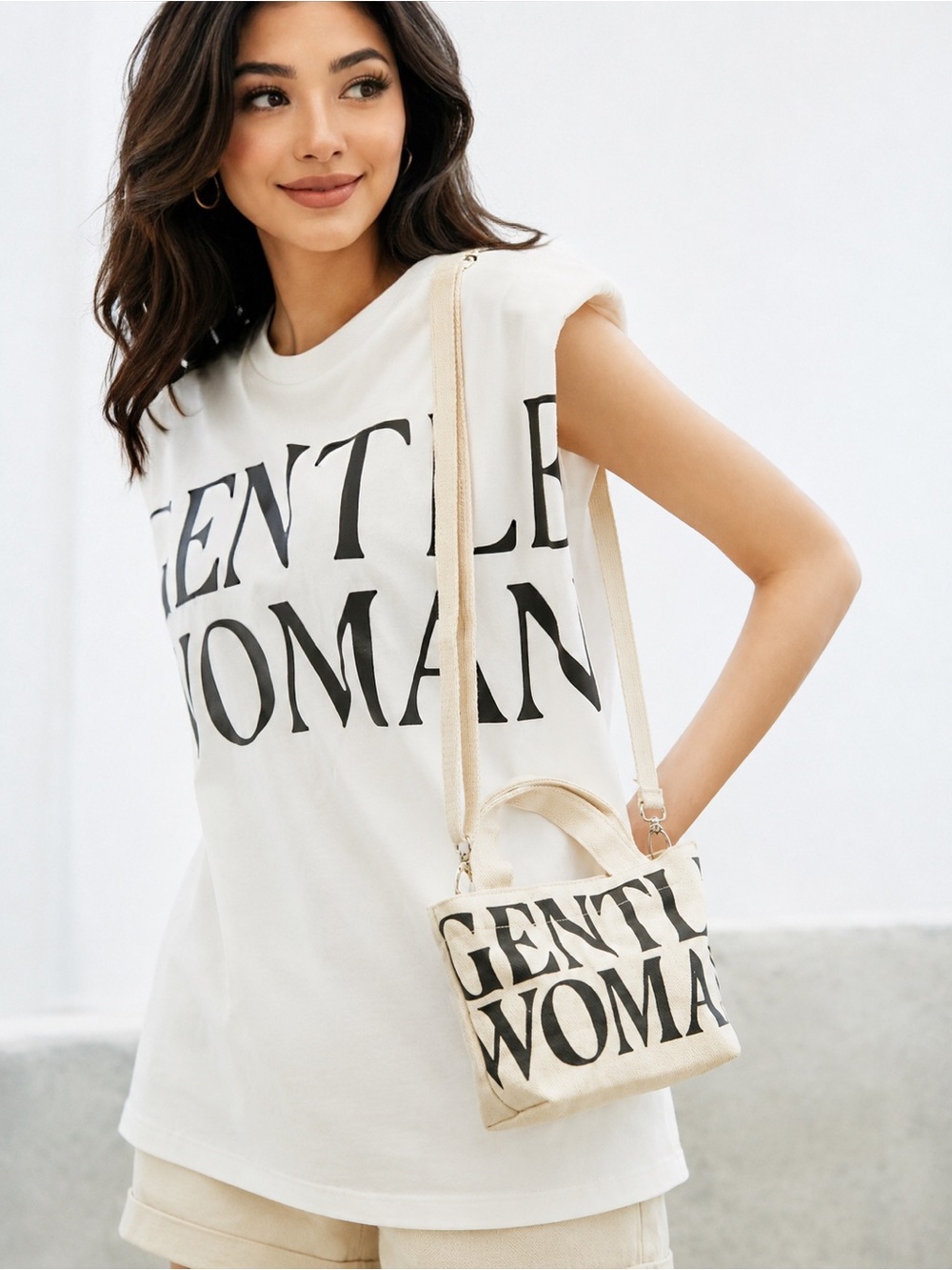 GENTLEWOMAN Micro Canvas Tote Bag, Cream & Black
